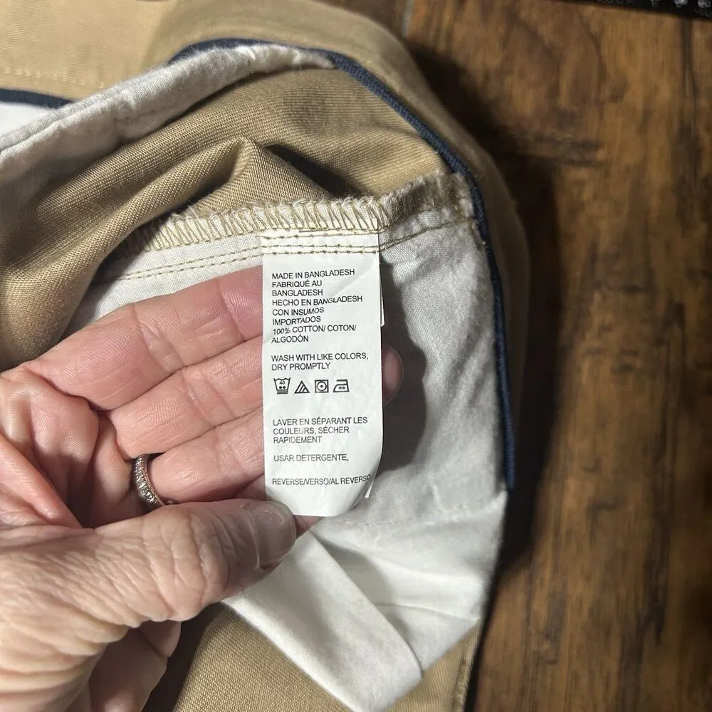Izod American Chino Double Pleat 42x32 Classic Khaki Non Iron Cotton NWT Work